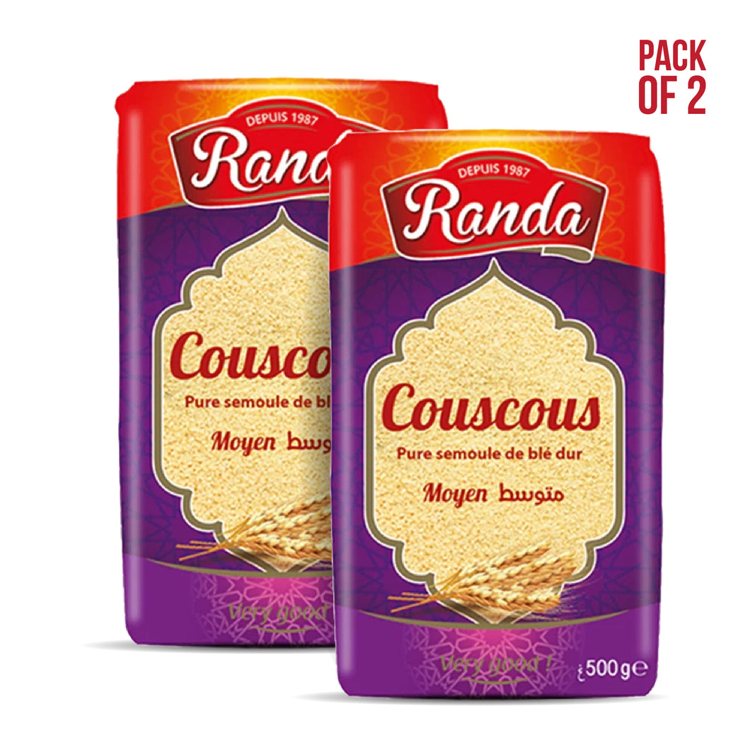 Couscous Moyen Randa – Semoule de Blé Dur 500g | Medium Couscous Randa – Pure Durum Wheat 500g
