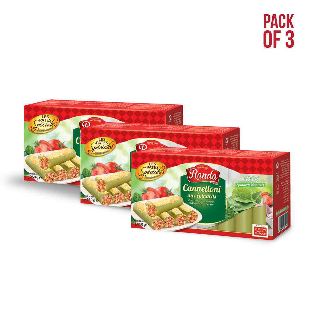 3 x Cannellonis aux Épinards Randa – Semoule de Blé Dur 250g | 3 x Randa Spinach Cannelloni – Durum Wheat Pasta 250g