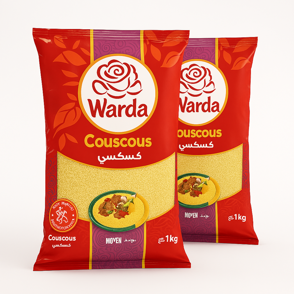 Couscous Moyen La Rose Blanche – 2 x 1kg | La Rose Blanche Medium Couscous – 2 x 1kg