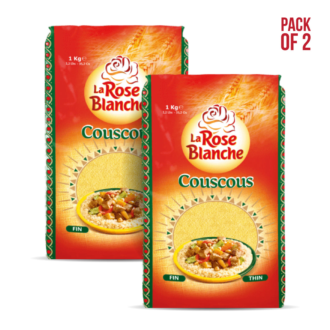2 x Couscous Fin La Rose Blanche 1kg | 2 x Fine Couscous La Rose Blanche 1kg