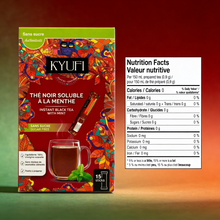 Load image into Gallery viewer, Kyufi Sugar Free Black Mint Tea (2 x 15 Sticks) | Instant Tunisian Tea Mix
